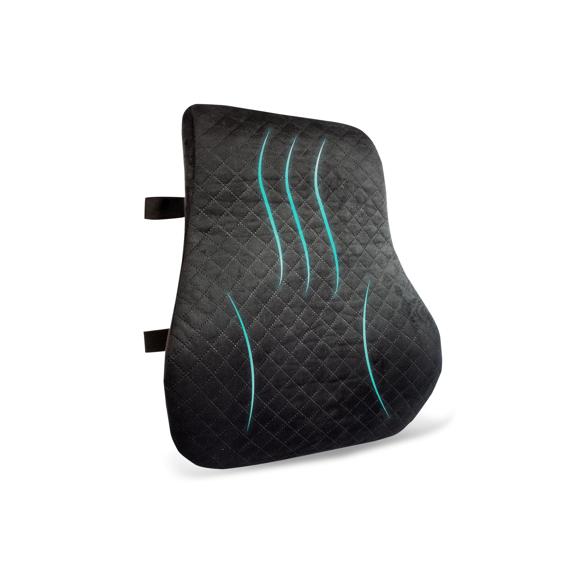 paprock Memory Foam Back Support for Chair/car seat. Orthopaedic Lumbar Pillow with Airflow Premium Velvet Fabric. Relieves Back Pain. Size:45x38x12cm (Black)-1 Year Warranty