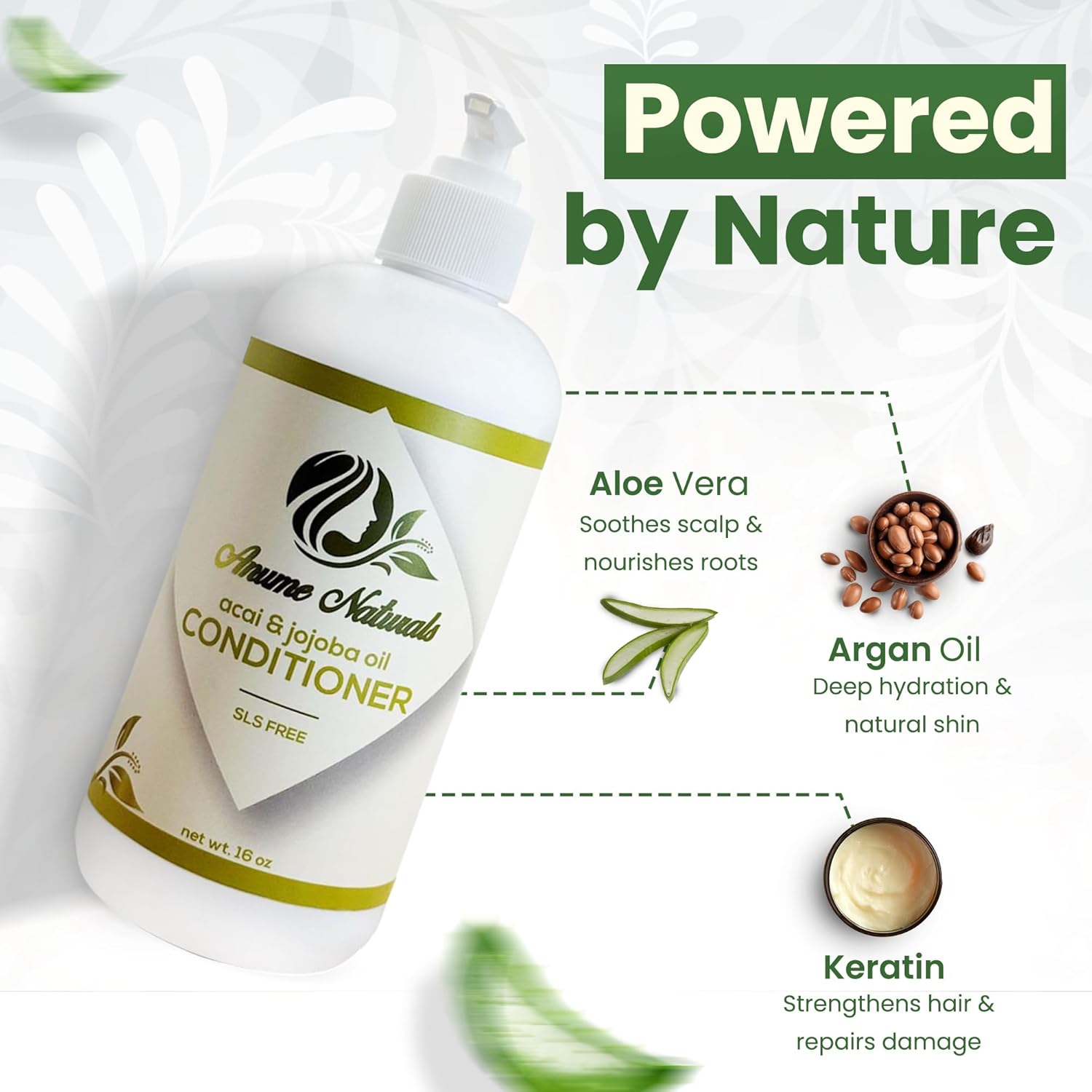 Acai & Jojoba Oil Hair Conditioner – 16 oz | Sulfate Free Hydrating & Moisturizing Conditioner with Aloe, Hyaluronic Acid, Vitamin E, Vitamin B5 & Botanical Oils for Curly, Dry & Rough Hair Care - Image 4