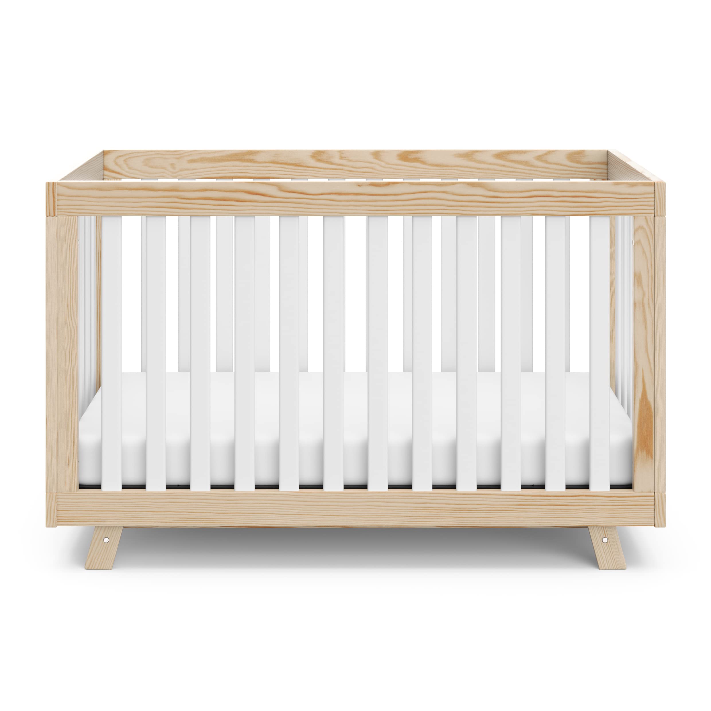 Storkcraft Beckett 3-in-1 Convertible Crib (Natural with White Slats) – Converts from Baby Crib to Toddler Bed and Daybed, Fits Standard Full-Size Crib Mattress, Adjustable Mattress Support Base