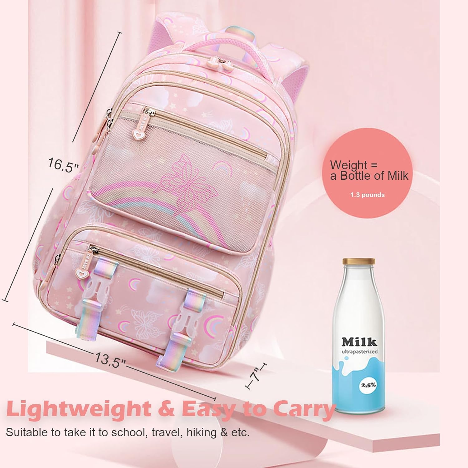 Backpacks for Girls Backpack for School Cute Kawaii Backpack Kids Book Bag School Bag for Elementary Primary Students, Apricot - Image 4
