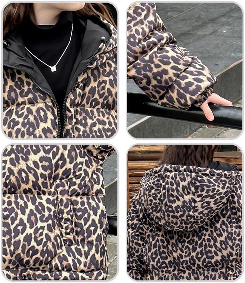 [BLZXIAN] 女の子 綿服 コットンコート 両面着 冬服 綿入りジャケット ヒョウ柄 中綿コート ガールズ 中綿ジャケット フ