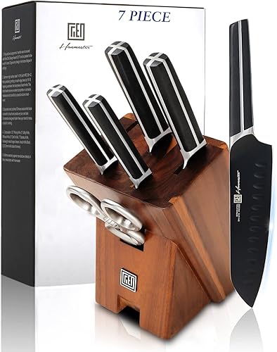 Miniatura 9 de Juego de cuchillos de cocina, juegos de cuchillos de acero inoxidable de una sola pieza para cocina con bloque, juego de 6 piezas de bloques de