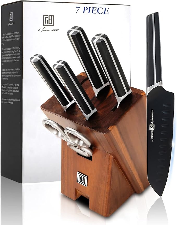 Knife Set, Hanmaster 7 Pieces German Steel Knife Sets for Kitchen with
