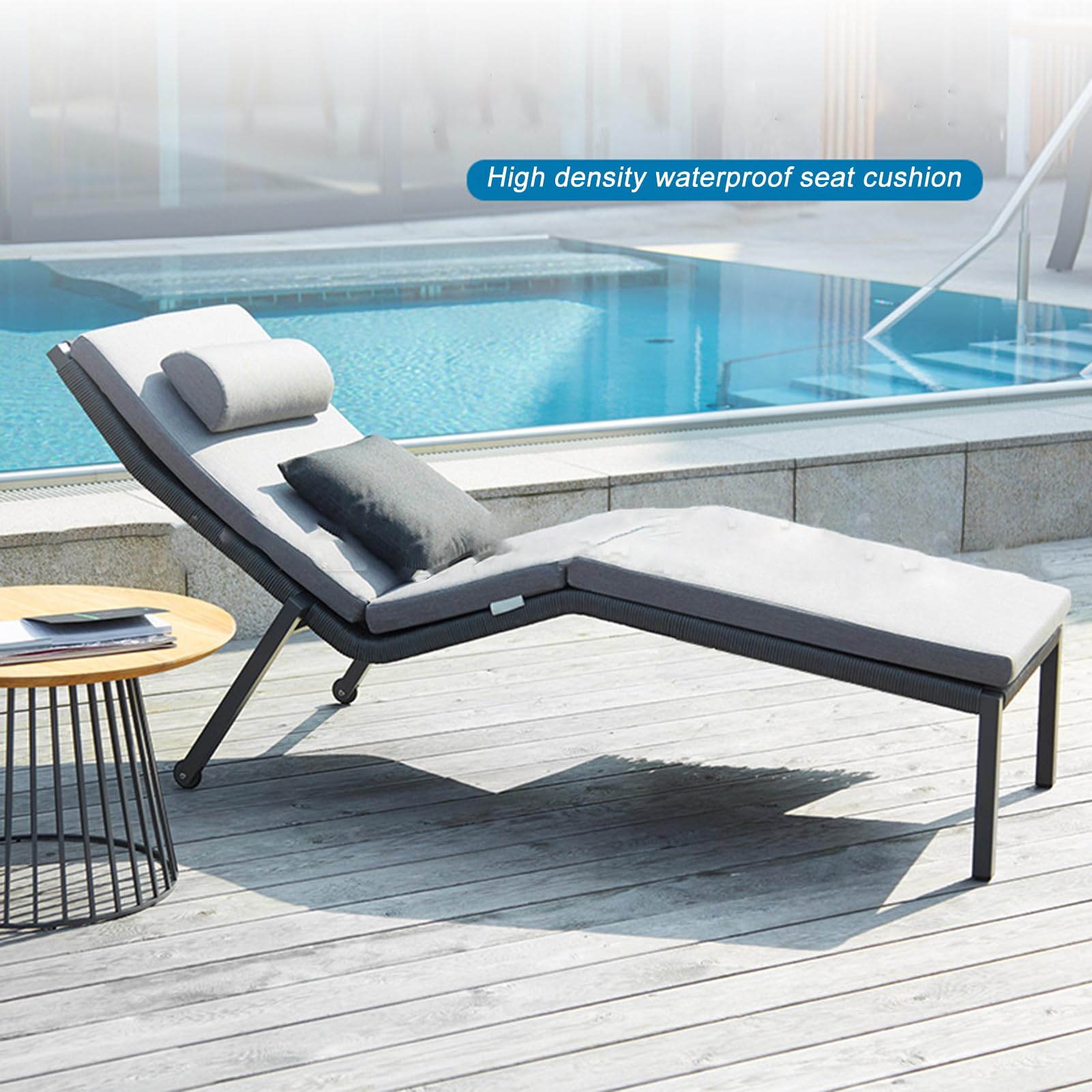 Wasserdichtes dunkelblaues Outdoor-Kissen, 170 x 55 cm, rutschfest, waschbar, Sitzkissen für Gartenbank & Fensterbank, dick, 5 cm, Kissenbezug für bequemes Sitzen