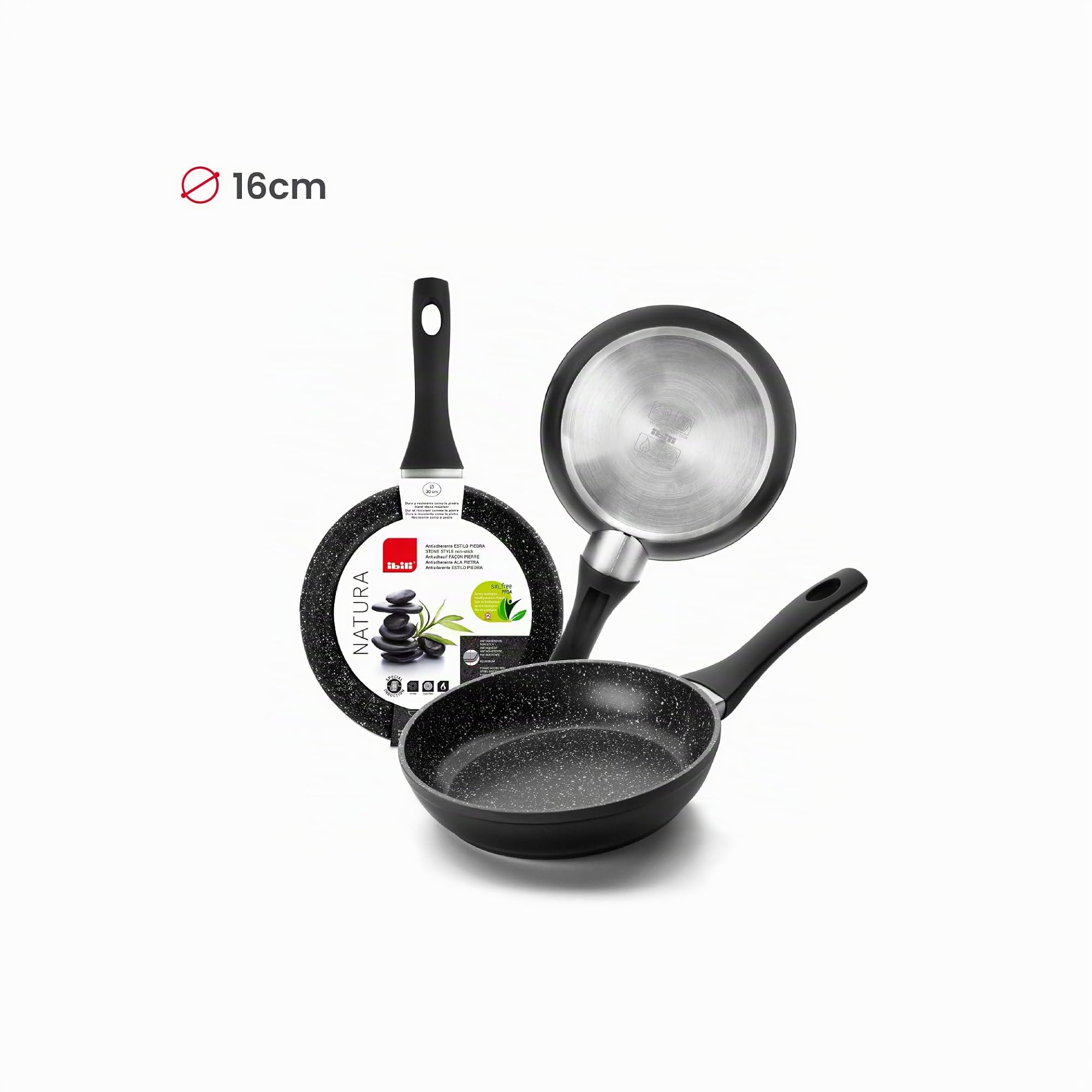 IBILI 440016, padella Natura in ghisa nera 16 cm