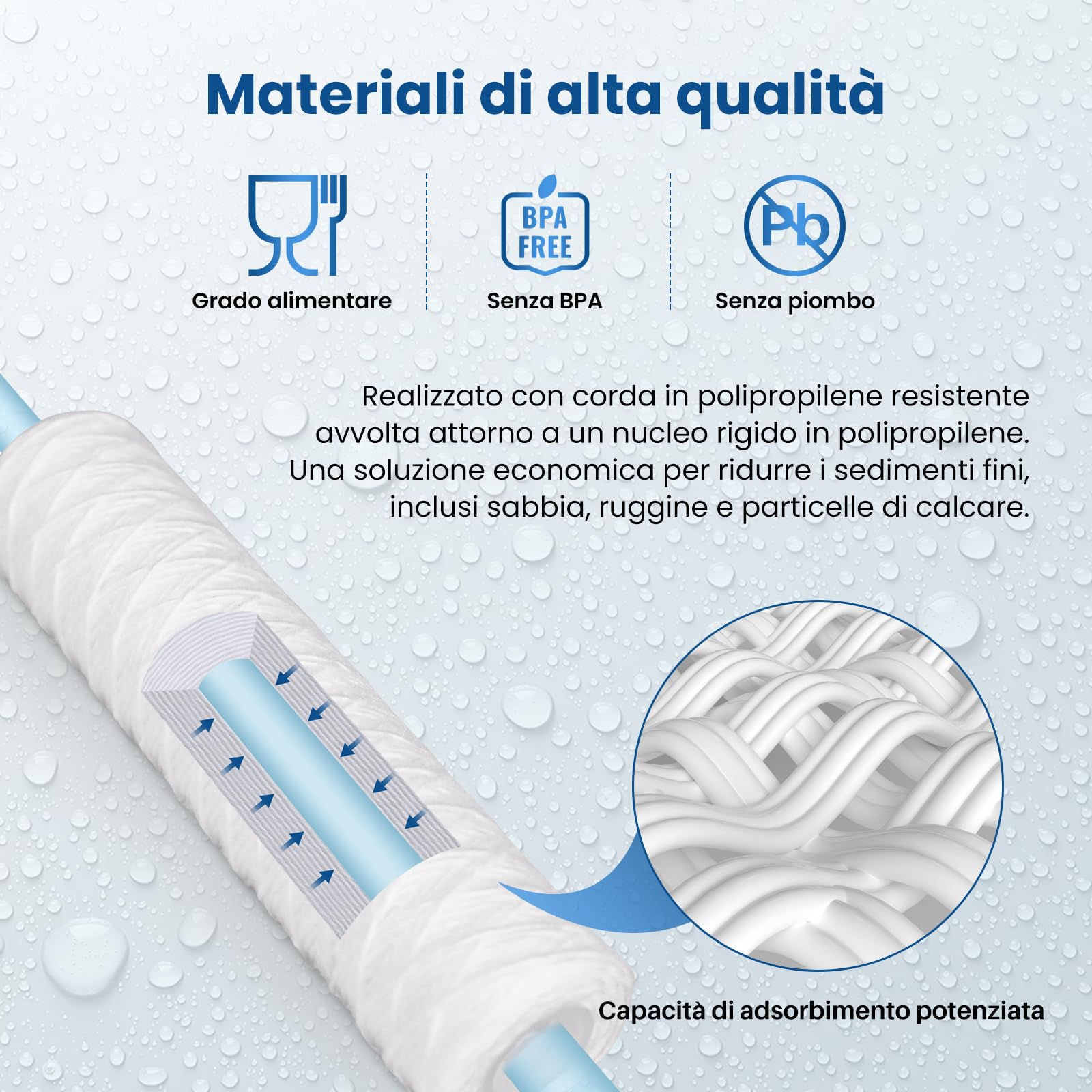 4 Pack 5 Micron 10" x 2,5" Cartuccia di sostituzione del filtro a sedimenti per la casa intera per il sistema RO universale da 10" WP-5 Aqua-Pure AP110 CFS110 Culligan P5 WFPFC4002 CW-MF