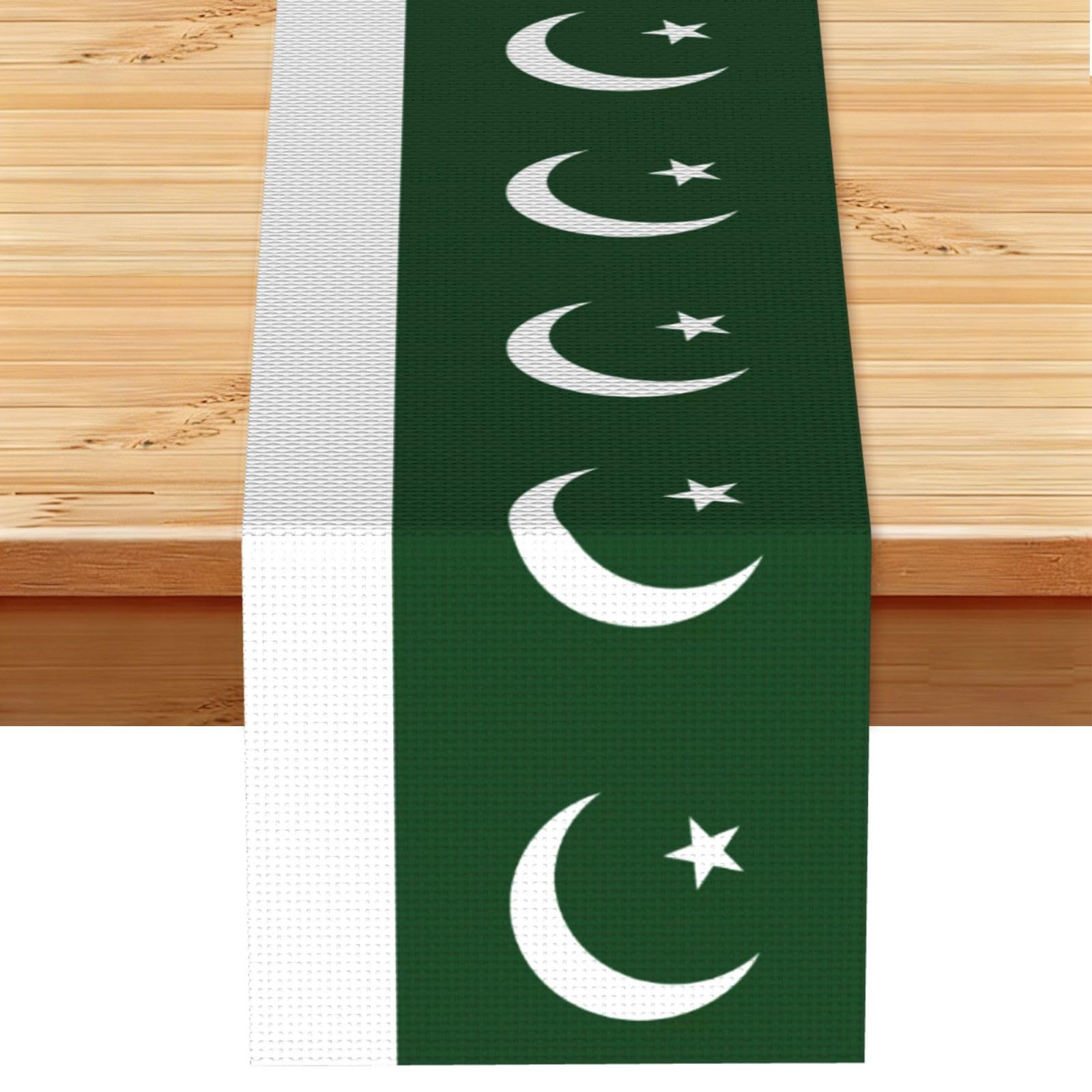Flag of Pakistan Multi Purpose Table Runner for Home Decor, Printed Table Cloth for Kitchen Table, Countertops & Dining Area