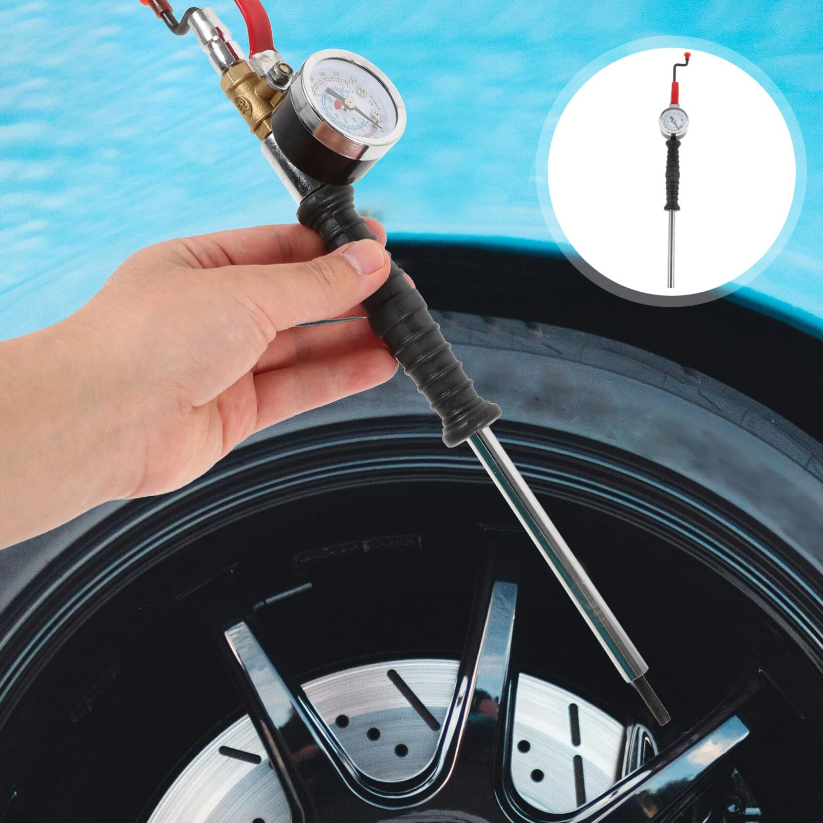 Happyyami Air Chuck Manometro Pressione Gomme per Auto Portatile