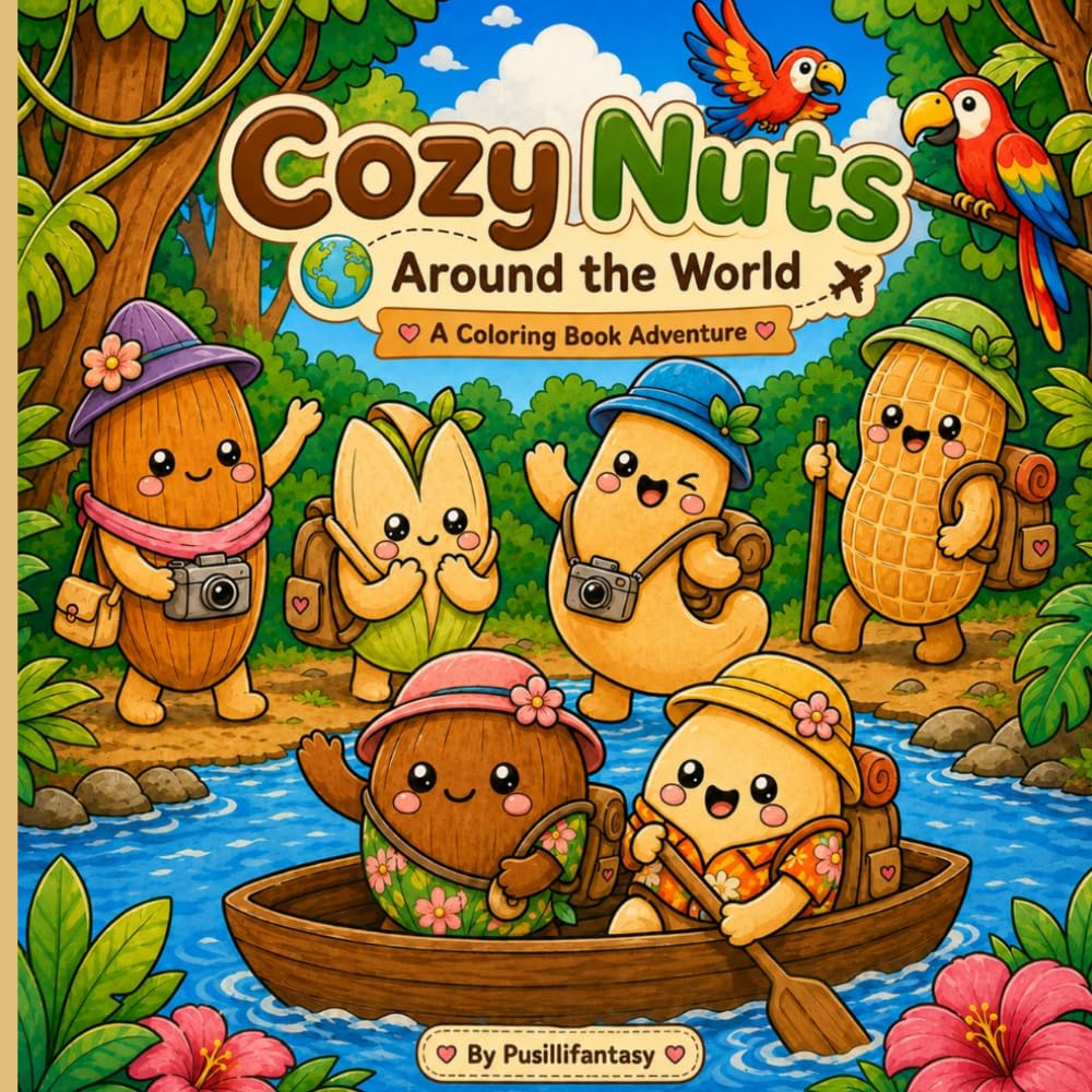 Cozy Nuts Around the World: A Cozy Coloring Book Adventure Featuring Cute Travel Friends & Cozy Destinations