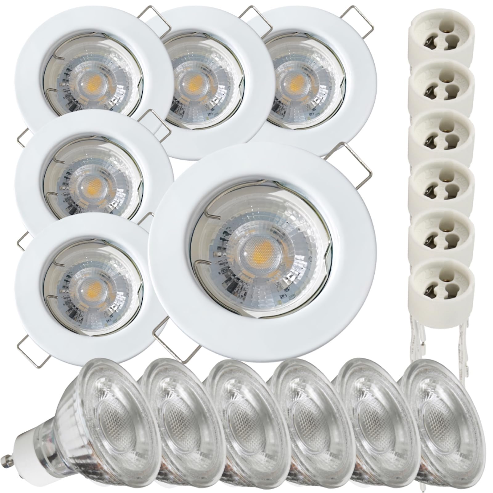 6 Stück LED Einbaustrahler Lotta 230V 5W COB Neutralweiß 4000K | IP20 | Weiß | Kompakte Einbauleuchte | Deckenspot für Wohnbereich