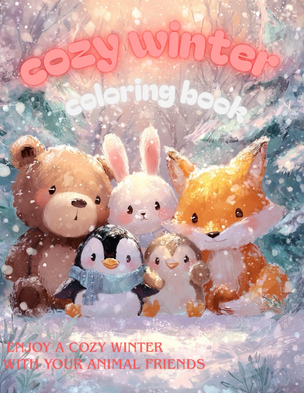 cozy winter coloring book: A Fluffy Winter Coloring Time with Animal Friends! Meet adorable animal friends in a snowy winter forest. This is a warm ... that children can enjoy without pressure.