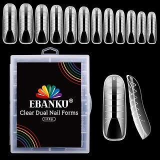 EBANKU Clear Dual Nail Forms System 120PCS Full Cover UV Gel Acrylic Nail Art Mold Coffin Nail Mold Tips Nail Extension Quick Building Tools for Nail Art Salon Nails Design (B)