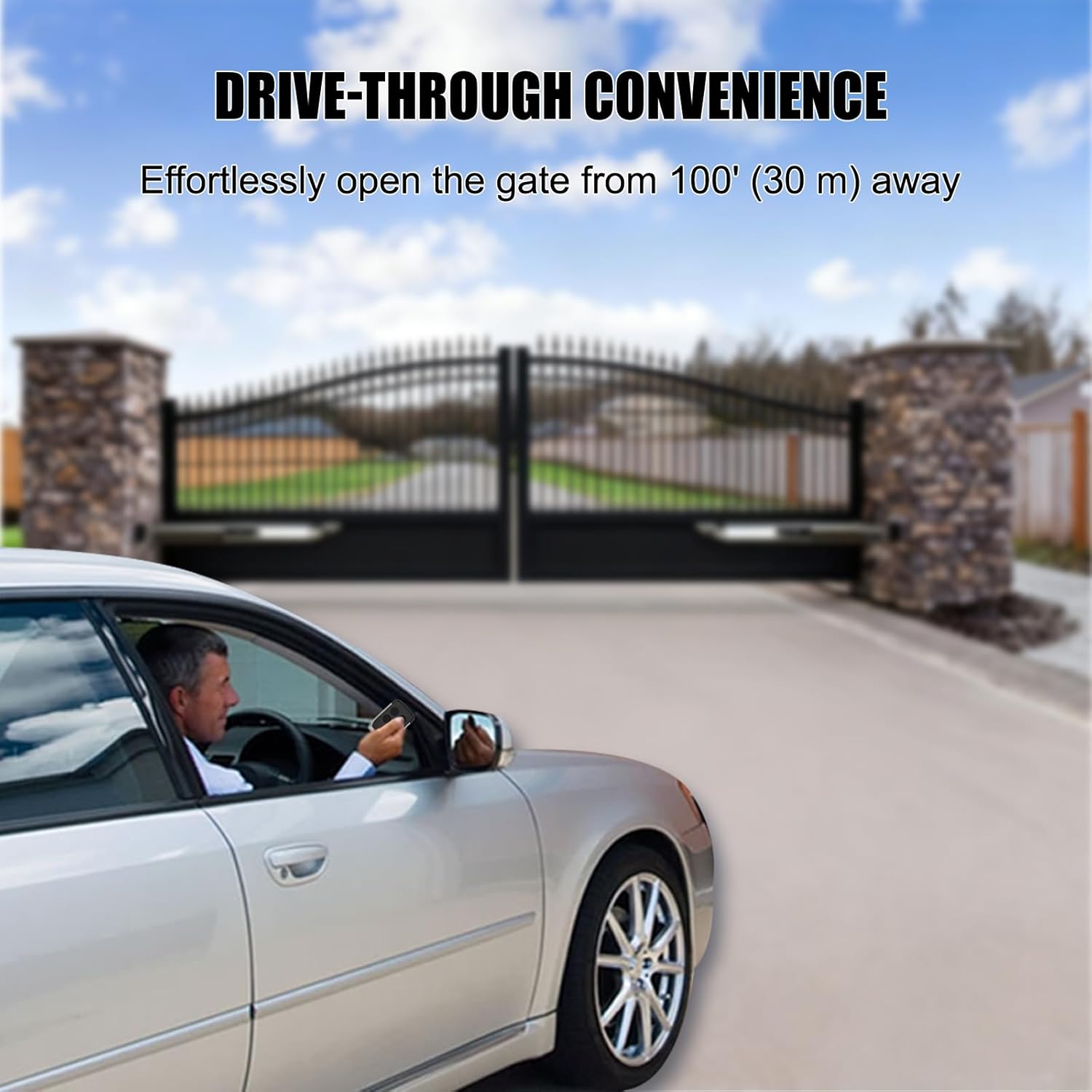 2 Gate Opener Remote Control Transmitter for GYXEL & JUJIANG Automatic Gate Opener Hardware Control Remote, Replacement for JUJIANG Electric Opener Keychain Remote Security Kit