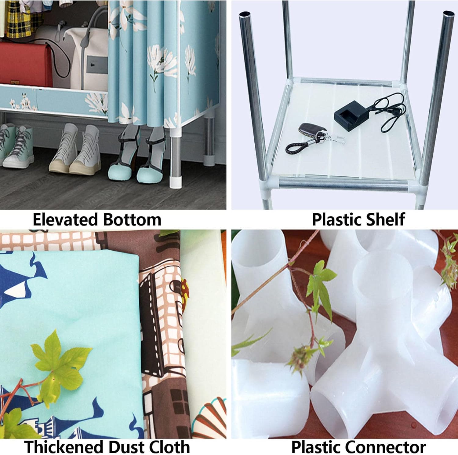 Wardrobe,Portable Canvas Wardrobe Shelves with Hanging Rail,Shelves,Fabric Wardrobe,Clothes Closet Storage Organizer for Bedroom,A-85x45x175cm