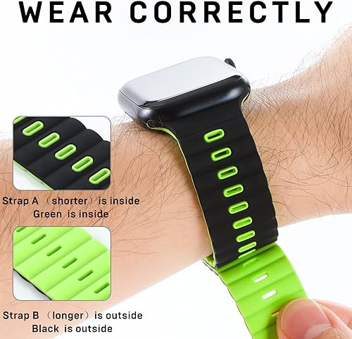 Miniatura 2 de Correa magnética compatible con Apple Watch Band Series 8, 7, 6, 5, 4, 3, 2, 1, SE de 1.496 pulgadas, 1.575 pulgadas, 1.614 pulgadas, 1.654