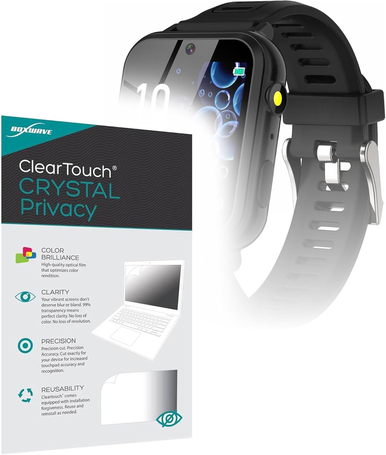 BoxWave Screen Protector Compatible With Phyulls Smart Watch for Kids (1.54 in) - ClearTouch Crystal Privacy (2-Pack), Privacy Screen Protector Flexible Film Clear