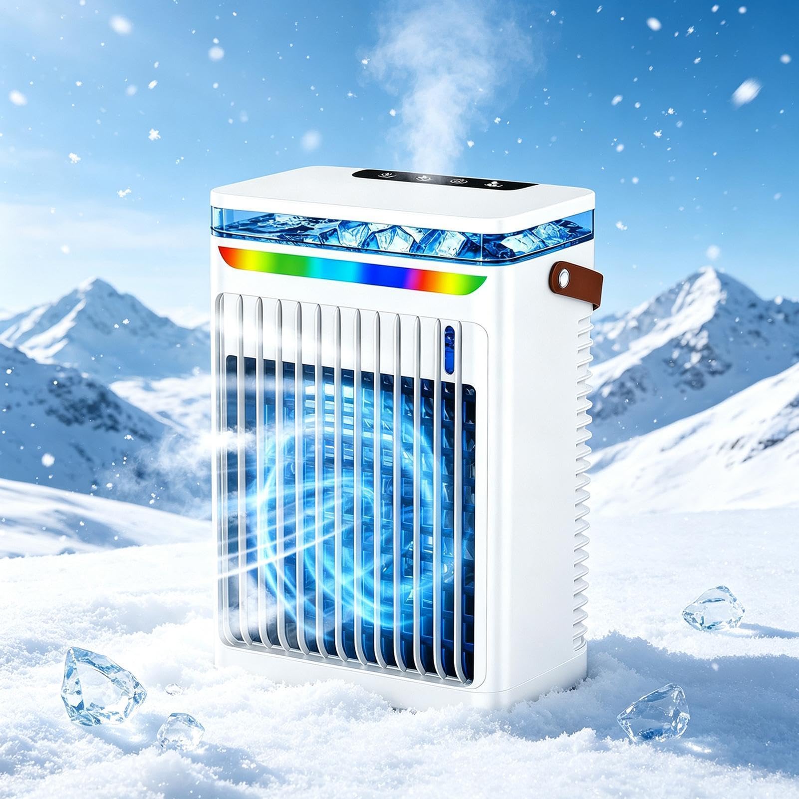 Ventilatore Nebulizzatore 6 Velocità Dispositivo Soffiante Da Tavolo Luce 7 | Ventilatore Nebulizzatore Ad Acqua Con Serbatoio Da 800 Ml Per Casa Ufficio Esterno Campeggio Spiaggia Auto