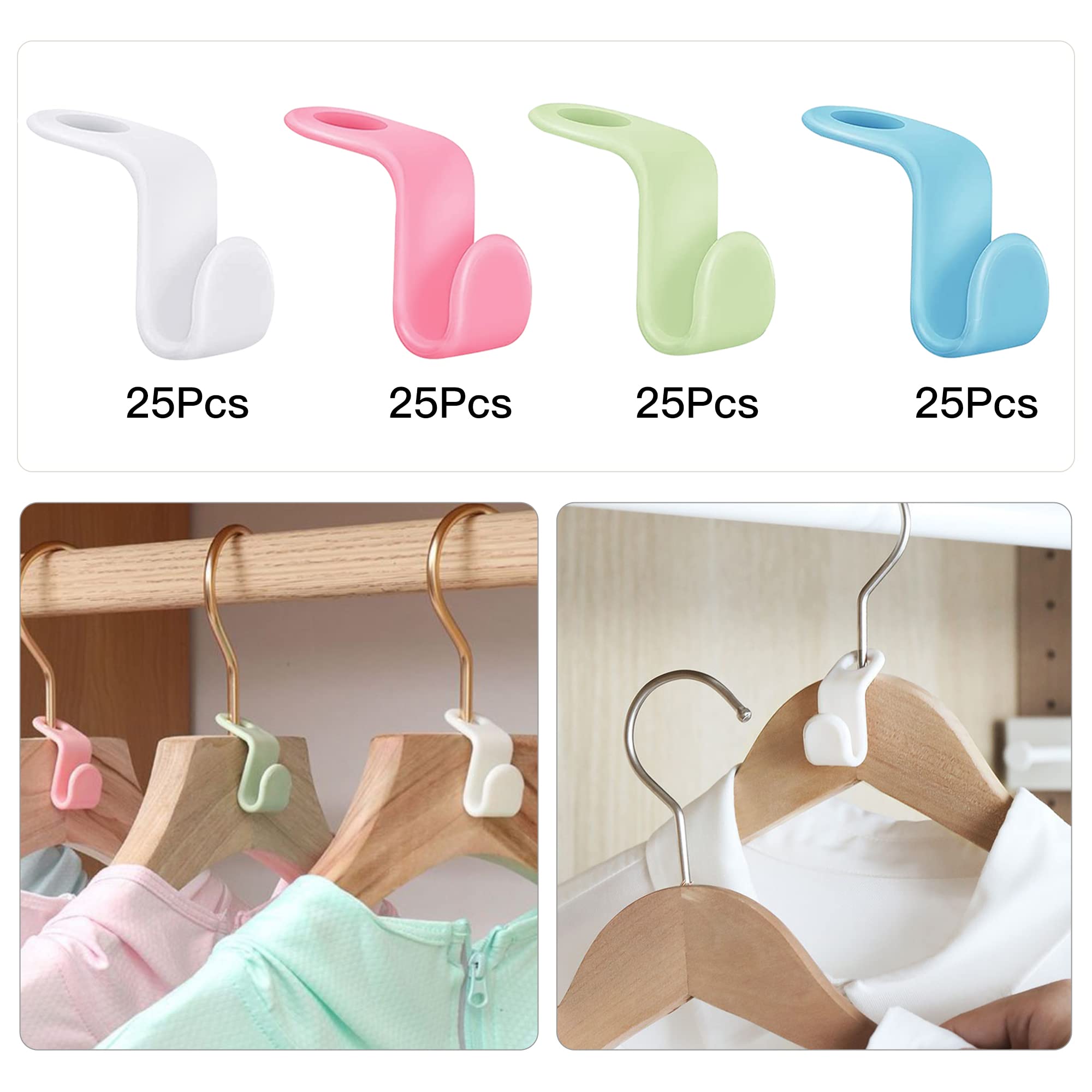 100 Ganci Appendiabiti Salvaspazio - Connettori Per Armadio, Bianco/Blu, Organizza Vestiti Senza Pieghe - Foto 11