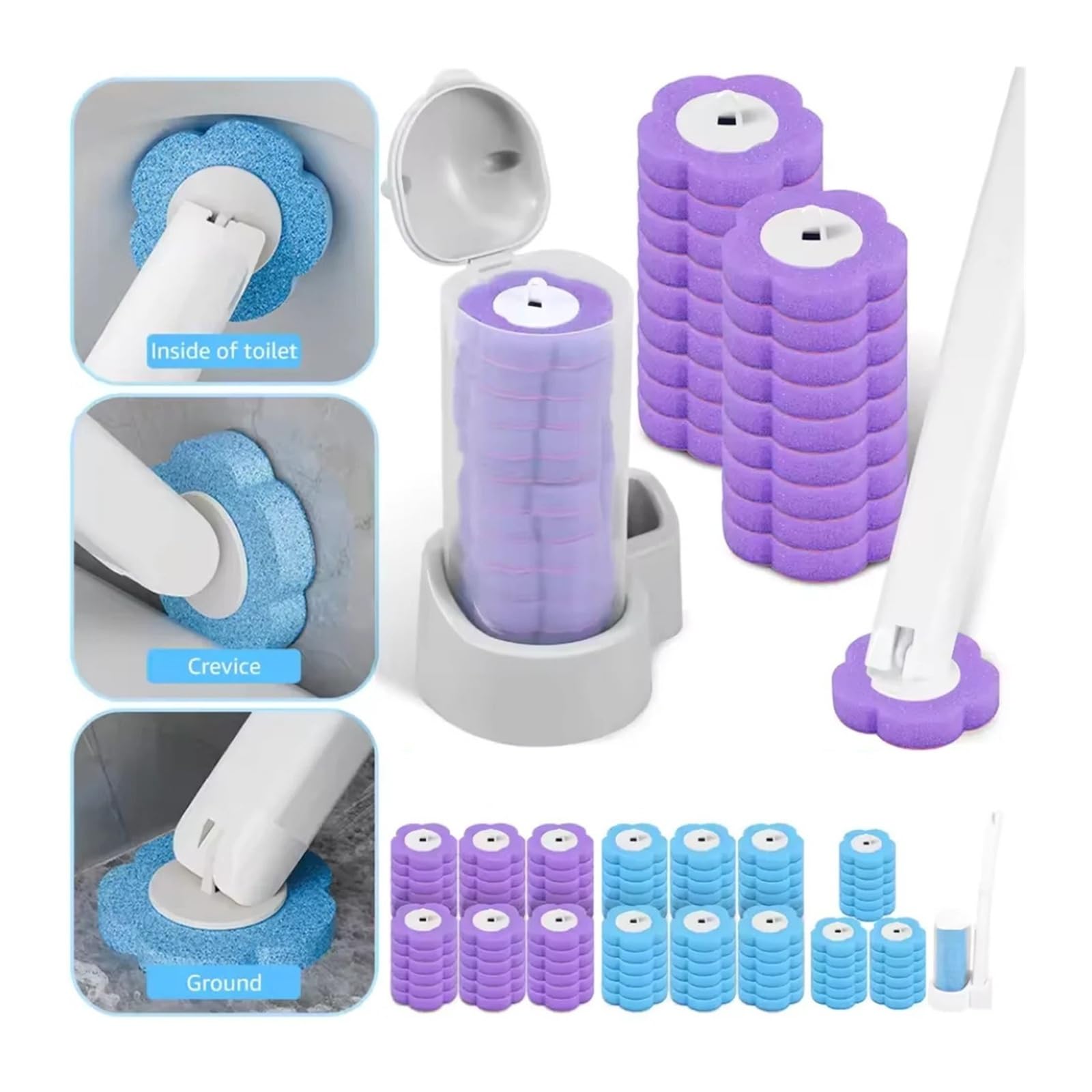 Toilettenbürste, Flexibler Reinigungskopf, reinigt Spalten gründlich(Set-A)