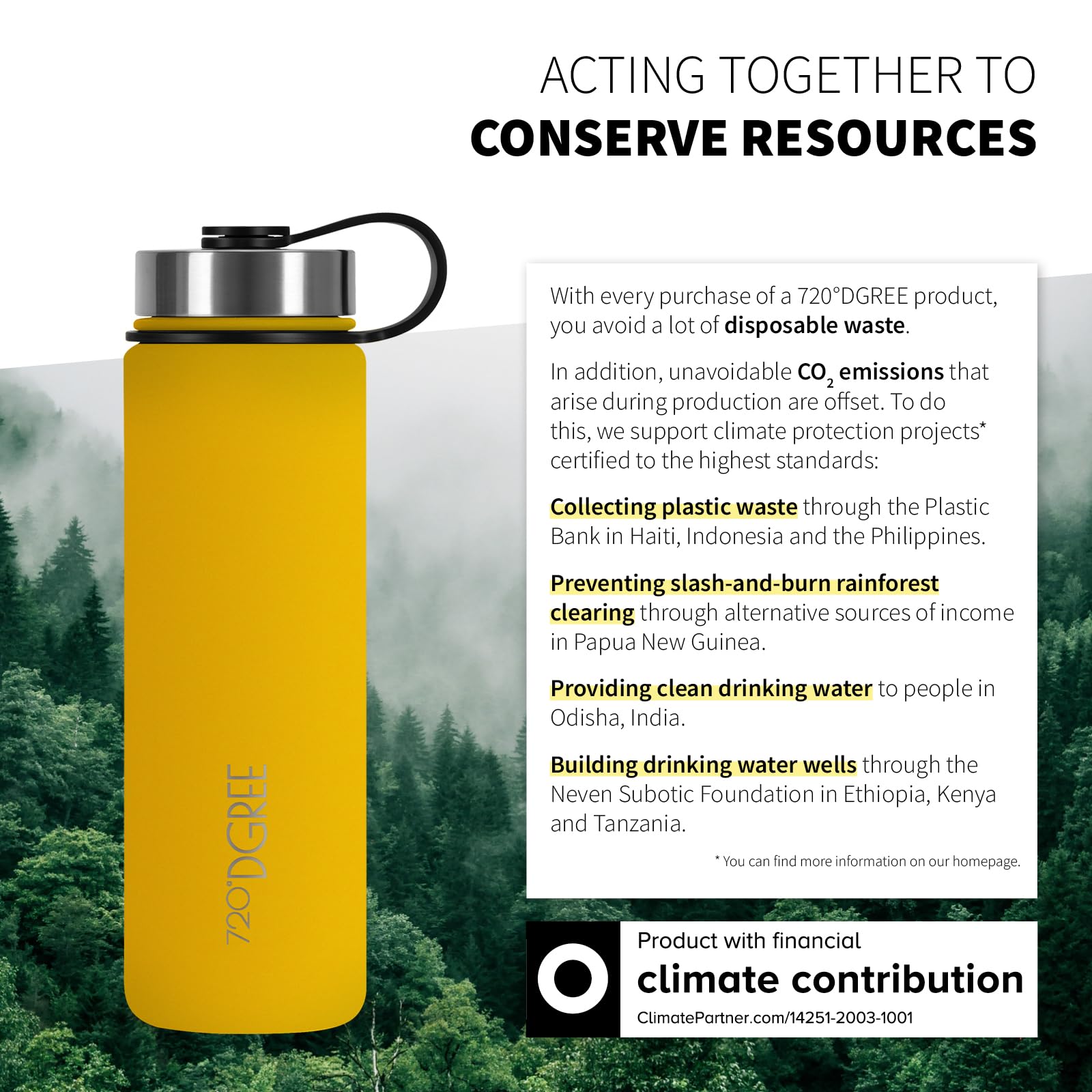 720°DGREE Borraccia Termica “noLimit“ 410ml, 530ml, 710ml, 950ml, 1200ml - Senza-BPA, Acciaio Inox, Doppia parete, Prova Perdite anche per Acido Carbonico - Borraccia Termos +Tappo Sportivo Gratuito