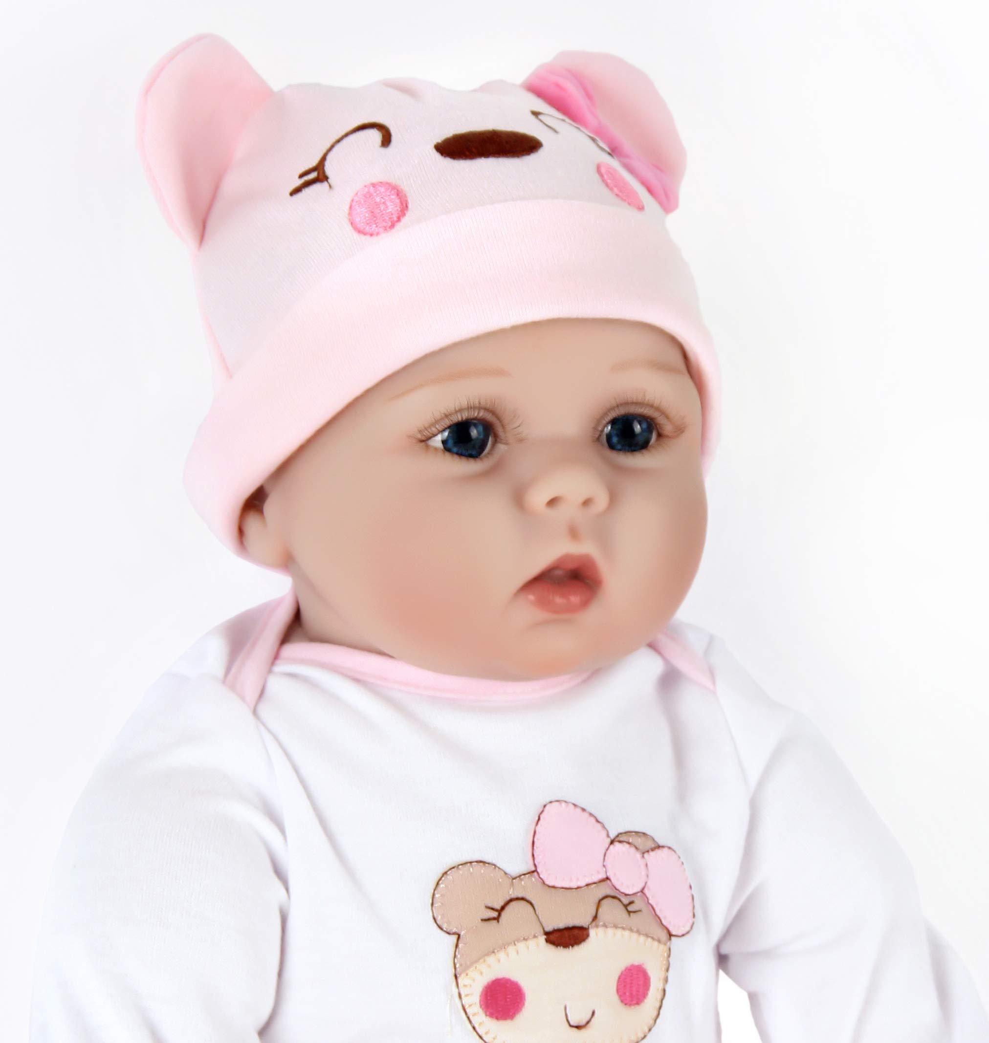 Muñecas Reborn 22 Pulgadas Lifelike Hecho a Mano Recién Nacido Suave Muñeca De Silicona Realista Recién Nacido Muñeca Ojos Azules Reborn Niñas Niño Juguete Regalo