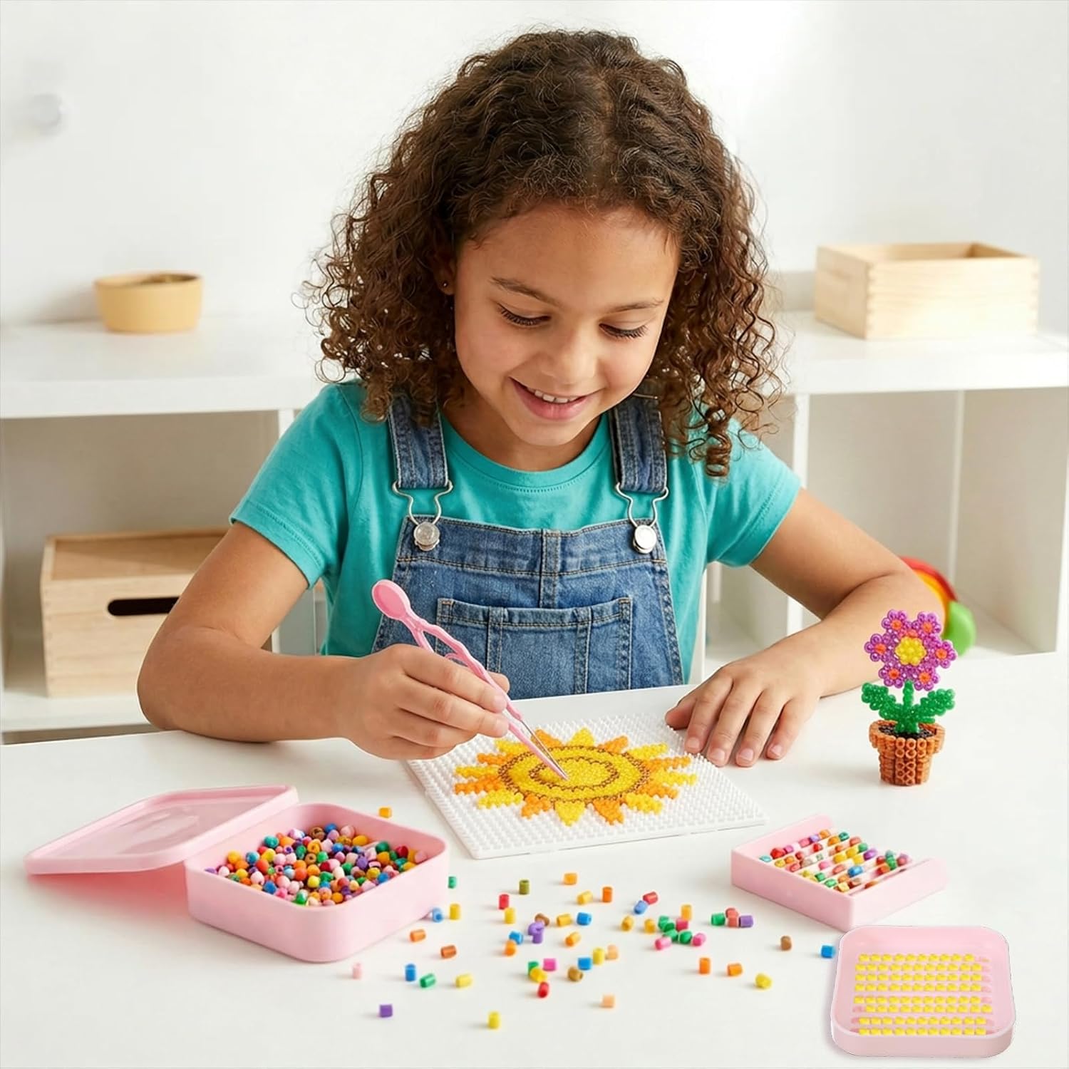 Amabro 4Pcs Fuse Beads Picking Tray Kit, 2.6mm Beads Craft Tool