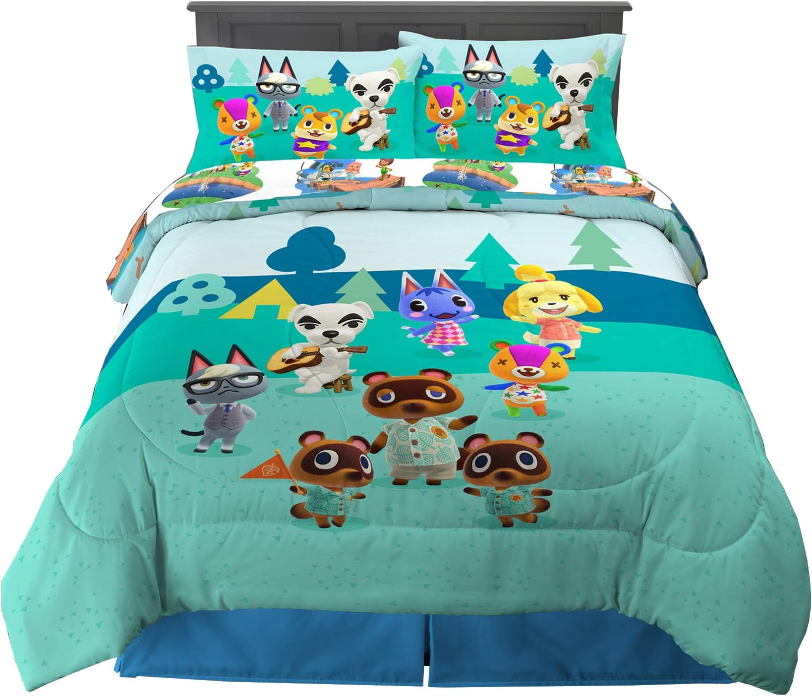 Franco Kids Bedding Super Soft Microfiber Comforter and Sheet Set, 5 Piece Full Size, Animal Crossing