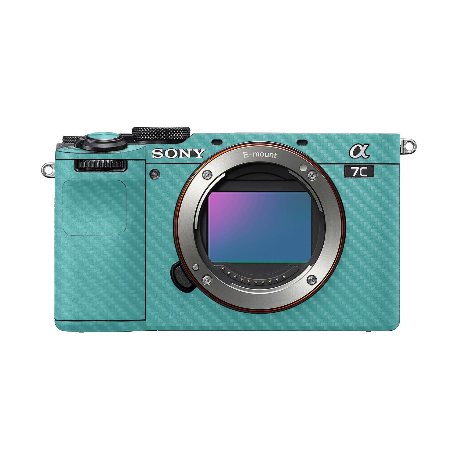 Carbon Fiber Camera Skin Compatible with Sony A7C Mark II (2023) - Solid Turquoise - Premium 3M Vinyl Protective Wrap Decal Cover - Easy to Apply | Crafted in the USA by MightySkins