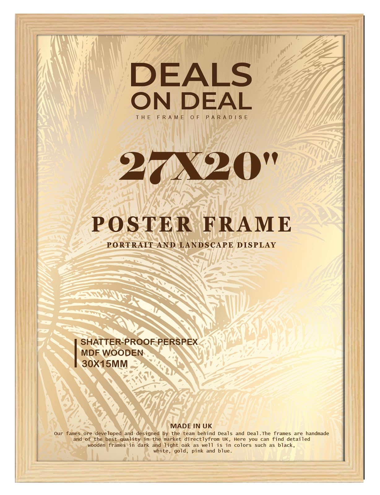 DEALS ON DEAL® Flat 27x20 in Poster Frames Photo Picture Frame Jigsaw Puzzle | Mdf Wooden 27 x 20 in | Large 685 x 508 mm | for Home Office Livingroom (Pine)