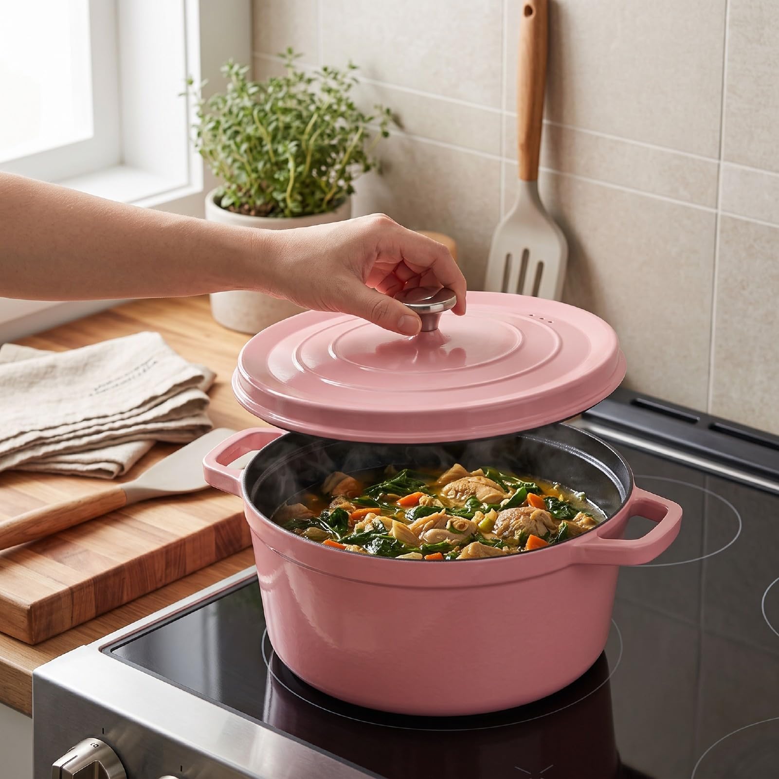 Naroote Garnek Emaliowany 24cm 4L z nieprzywierającą powłoką ceramiczną,