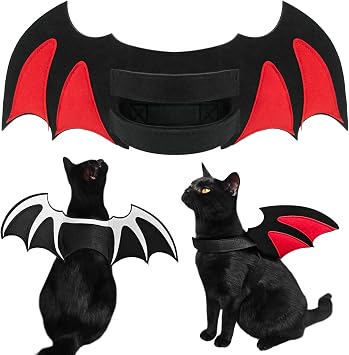 Byhoo Halloween Cat Bat Wings Costume-Sturdy Shape Without Collapsing, Essential for Halloween, Fits Kitten,Adult Cat & Small Dog