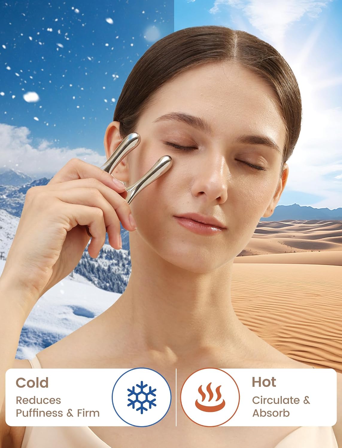 Lemove Stainless Steel Gua Sha Facial Tool - Massage Tool for for Face, Jawline Shaper, Reducing Double Chin, Whole Body Gua Sha Tool, Lymphatic Drainage Massager, Facial Skin Care - Silver