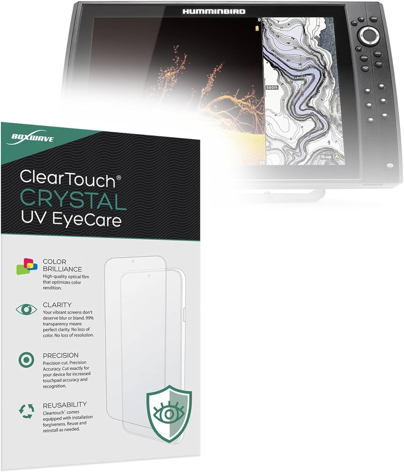 BoxWave Screen Protector Compatible with Humminbird Helix 15 Chirp MEGA DI+ GPS G4N CHO - ClearTouch Crystal Anti-UV EyeCare (2-Pack), Filters Out Harmful Blue Light Reduce Fatigue