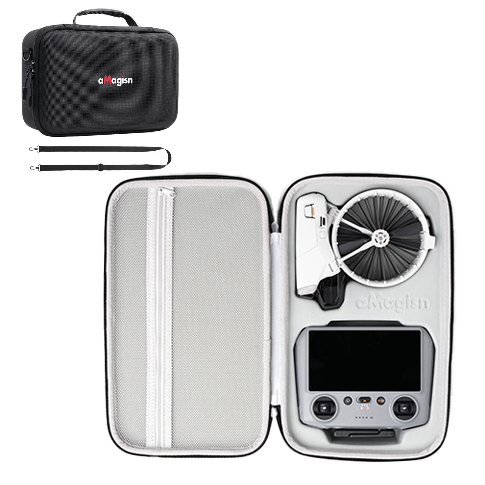 Custodia a libro all-in-one per DJI custodia protettiva antigraffio impermeabile adatta per telecomando RC 2/RC-N3, organizer per batteria e accessori per droni (nero)