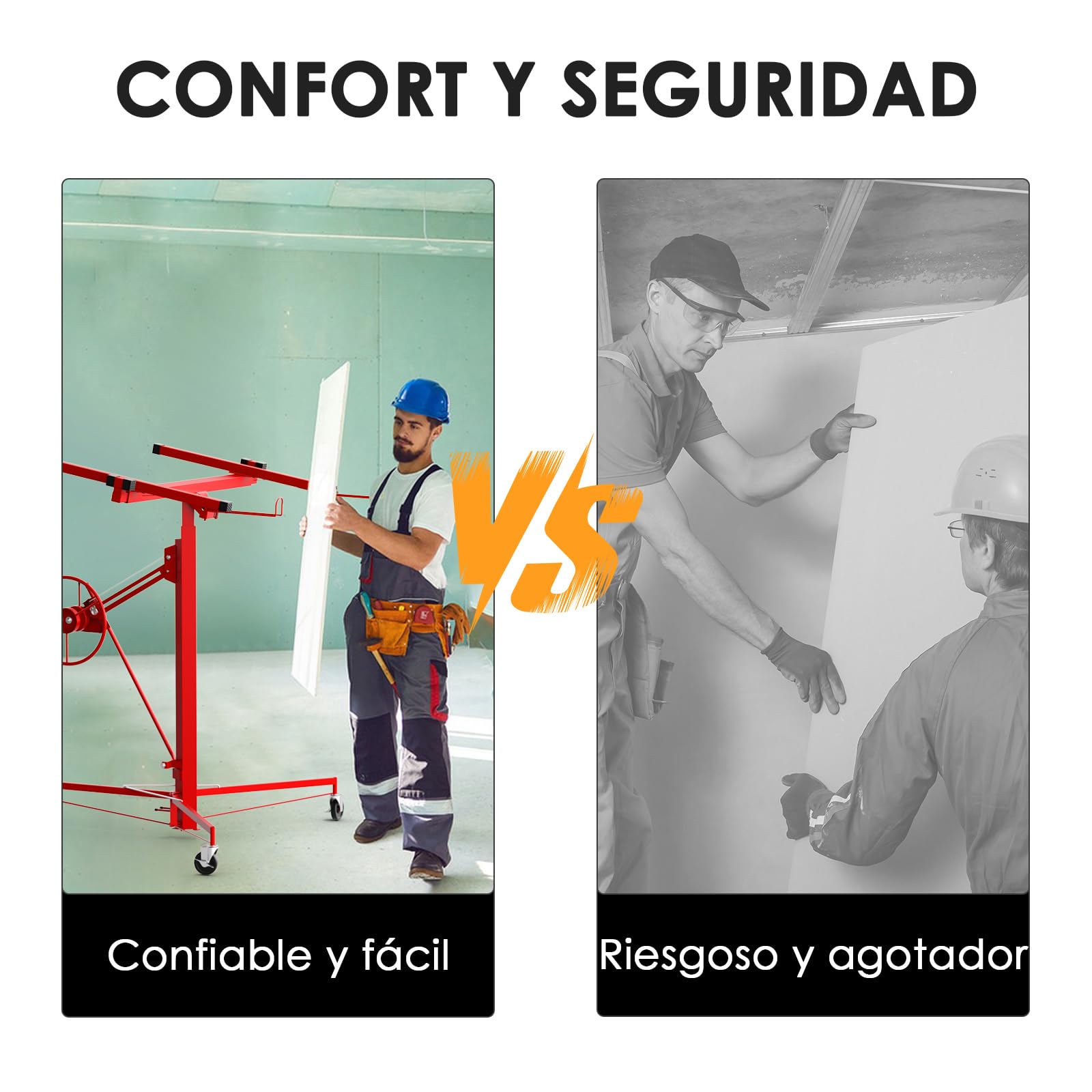 TEENO Elevador Placas de Yeso Profesional, Plataforma Elevadora Pladur, Altura 140-325 cm, Carga 68 kg, Rojo