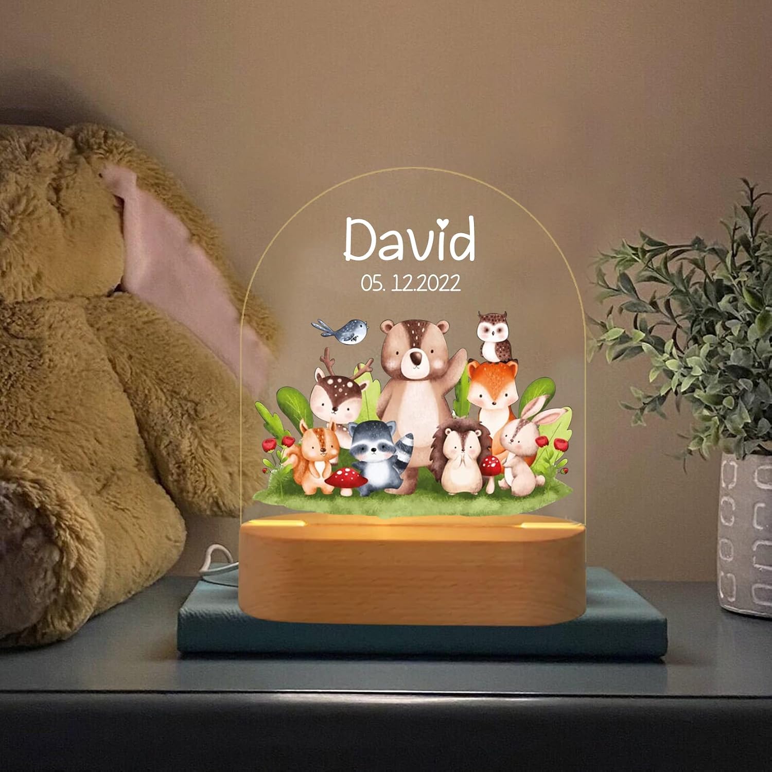 Personalized Gifts Animal Night Light - Kids Room Decor, Baby Boy Gift, Newborn Gift, Girls Bedroom Decor, Christmas Gift