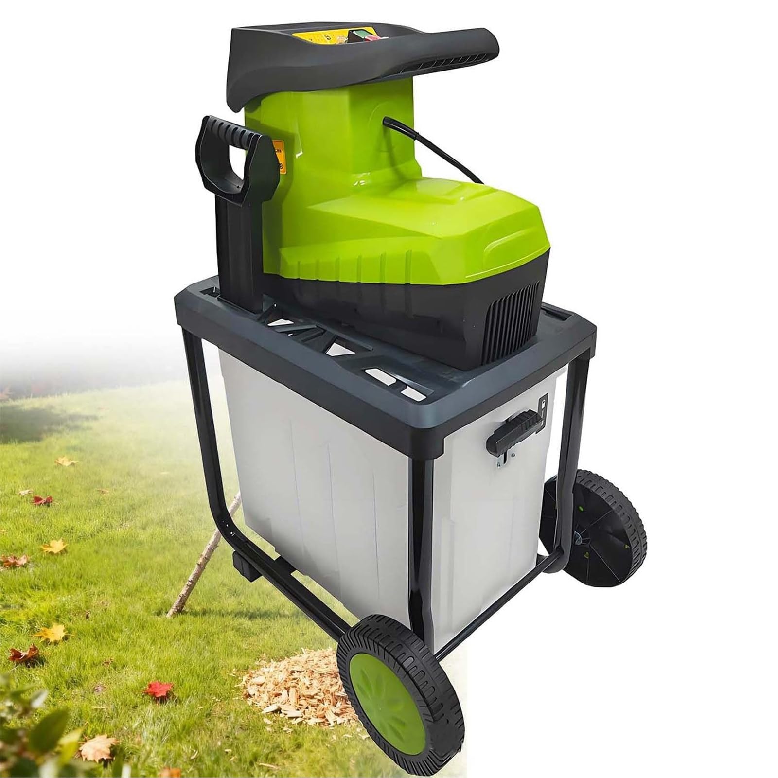 MIAOXIAOLONG Broyeur Déchiqueteuse Électrique, 2800W avec Capacité De Coupe 45mm, Bac De Collecte 60L, Système De Protection De Sécurité Et Roues Portables, pour L'entretien des Pelouses