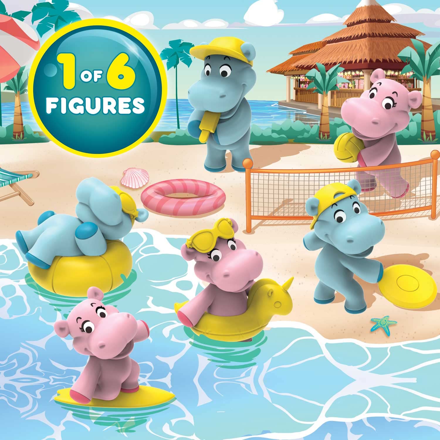 INKEE Fun Beach | Zestaw 3 Bomb do Kąpieli dla Dzieci z Figurkami Hipopotama, 3x Kule do Kąpieli z Niespodzianką, Aromat Arbuza, z Masłem Mango