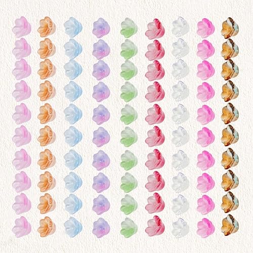 Cuentas de flores, 140 cuentas de cristal sueltas de trompeta mixta, cuentas de vidrio sueltas de campana, cuentas espaciadoras con agujero para