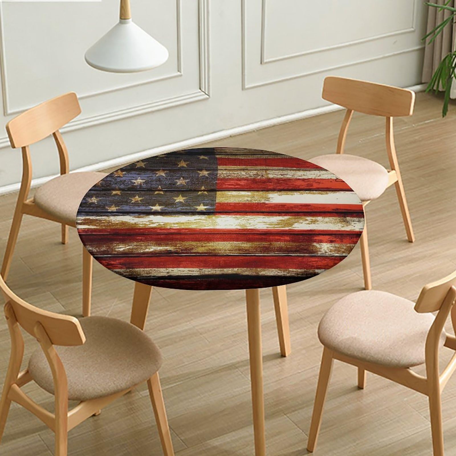 igoga sports Round Fitted Tablecloth for Dining Room Table, Elastic Edge Table Cover for Outdoor Picnic Patio Birthday Party or Indoor Table Decor Fits Tables Up to 32