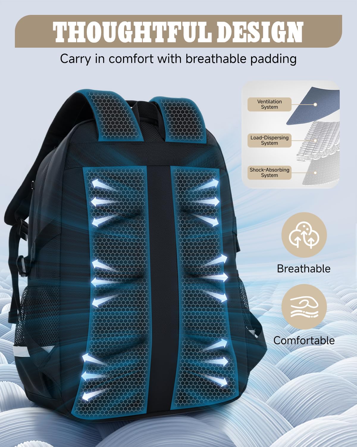 Amythe Mochilas Escolares para Niños Adolescentes, Mochila Instituto Ergonomica para Chico 10-22 Años, Mochila Niño Grande Impermeable Ligera, Colegio Viajes Vuelta al Cole, Negro