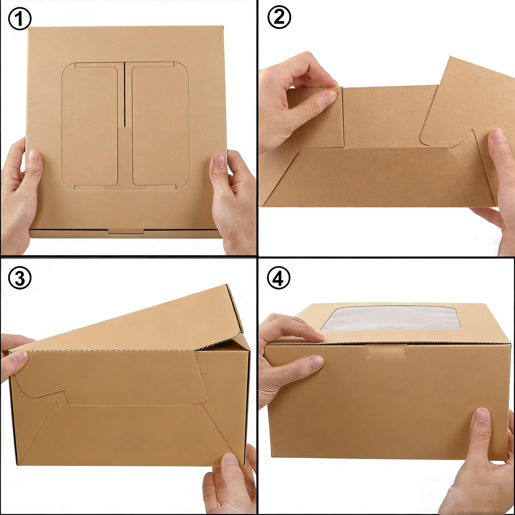 SmilerSmile 24 cajas cuadradas para tartas de 25.4 x 25.4 x 12.7 cm, cajas de pastelería con ventana para pasteles, pasteles, chocolates, galletas, pasteles, fiesta de cumpleaños, boda/10 pulgadas