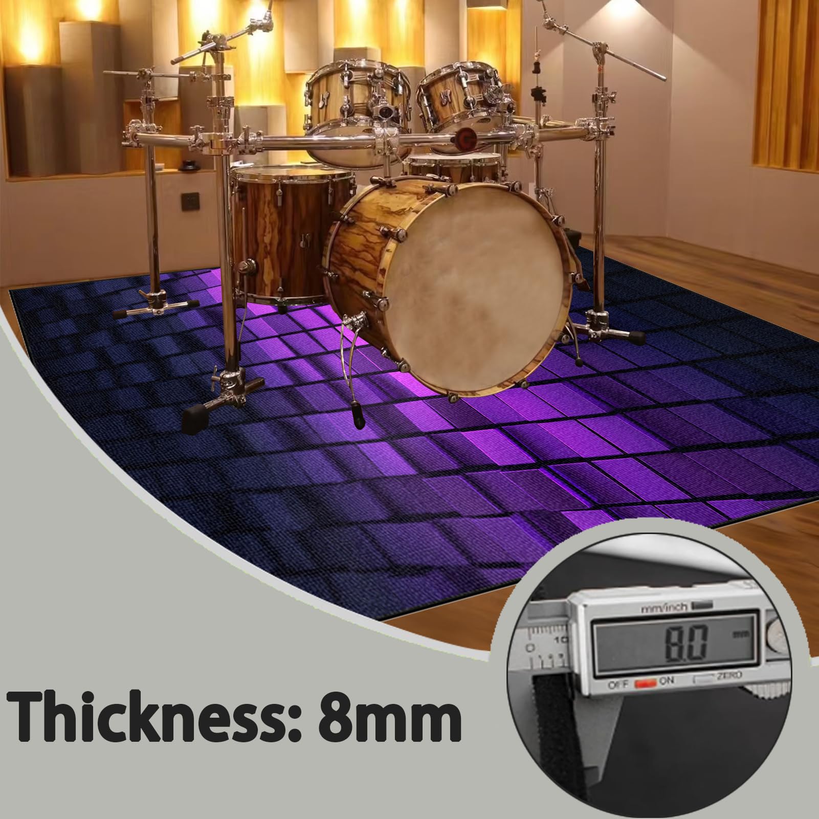180 x 140 cm, dywan perkusyjny, dywan do perkusji, izolacja akustyczna, profesjonalny elektroniczny zestaw do perkusji jazzowej, perkusji basowej, werbla i innych instrumentów