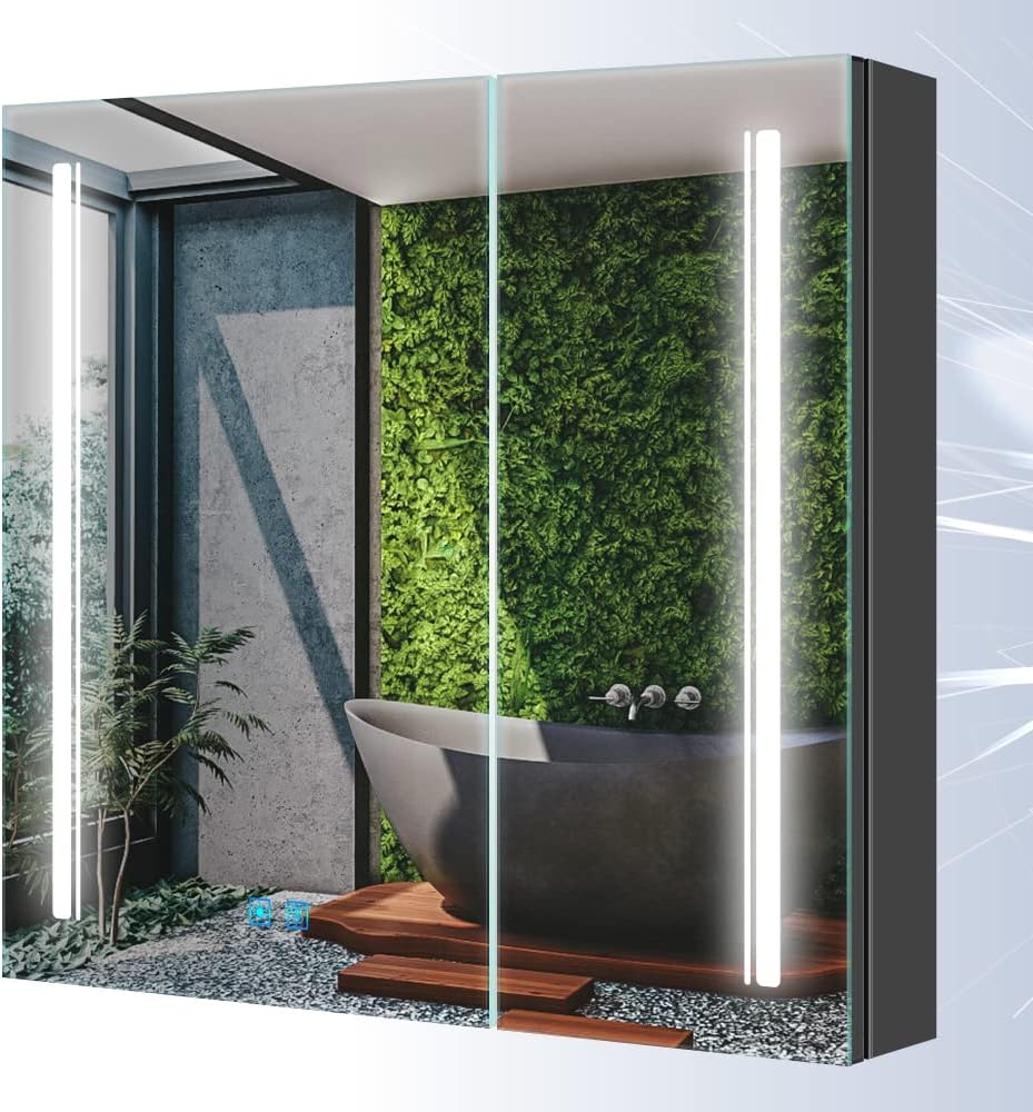 Tokvon® Cascade Armoires de Salle de Bain éclairées par LED avec Prise