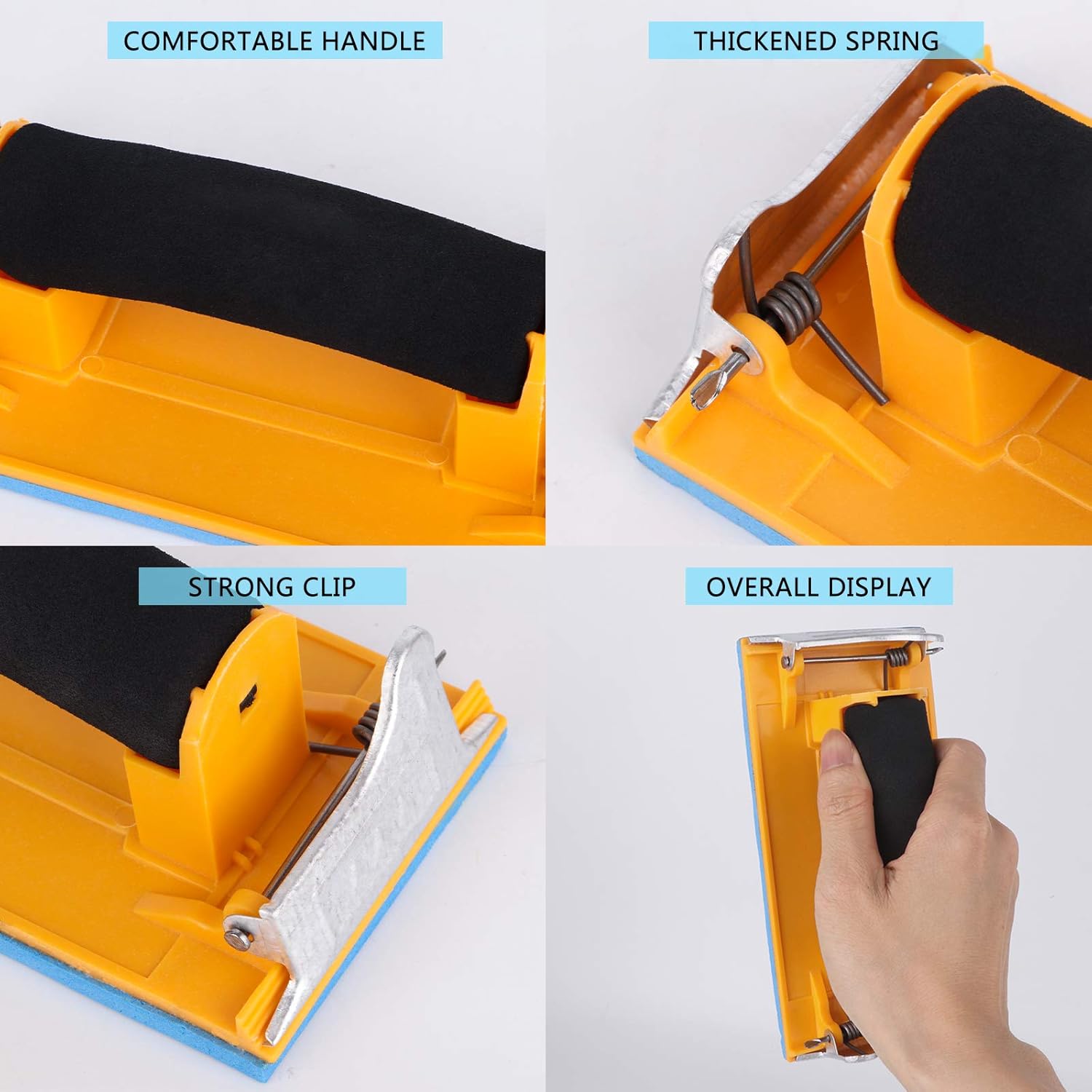 Hand Sander for Drywall, 36 Pack 120 to 3000 Assorted Grit Wet & Dry Sandpaper Block with 2 Pack Drywall Hand Sander, Suitable for Wood Glass Metal Polishing