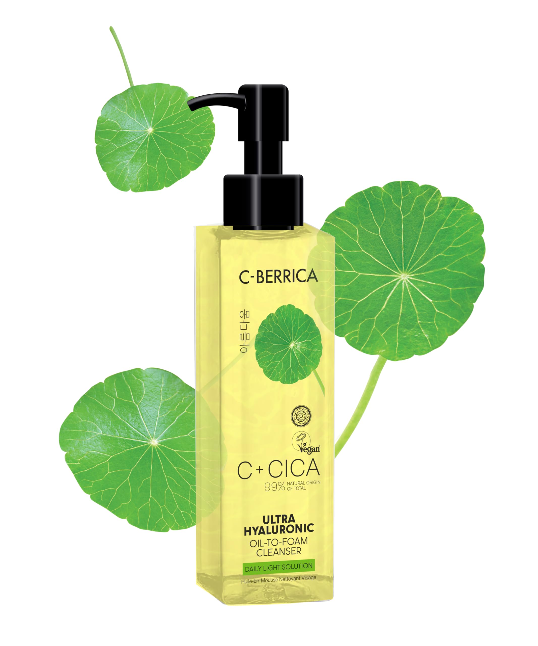 C+CICA C-BERRICA ULTRA HYALURONIC OIL-TO-FOAM CLEANSER - daily light solution. K-Beauty inspired GLASS SKIN routine infused with Centella Asiatica and Vitamin C, 150ml