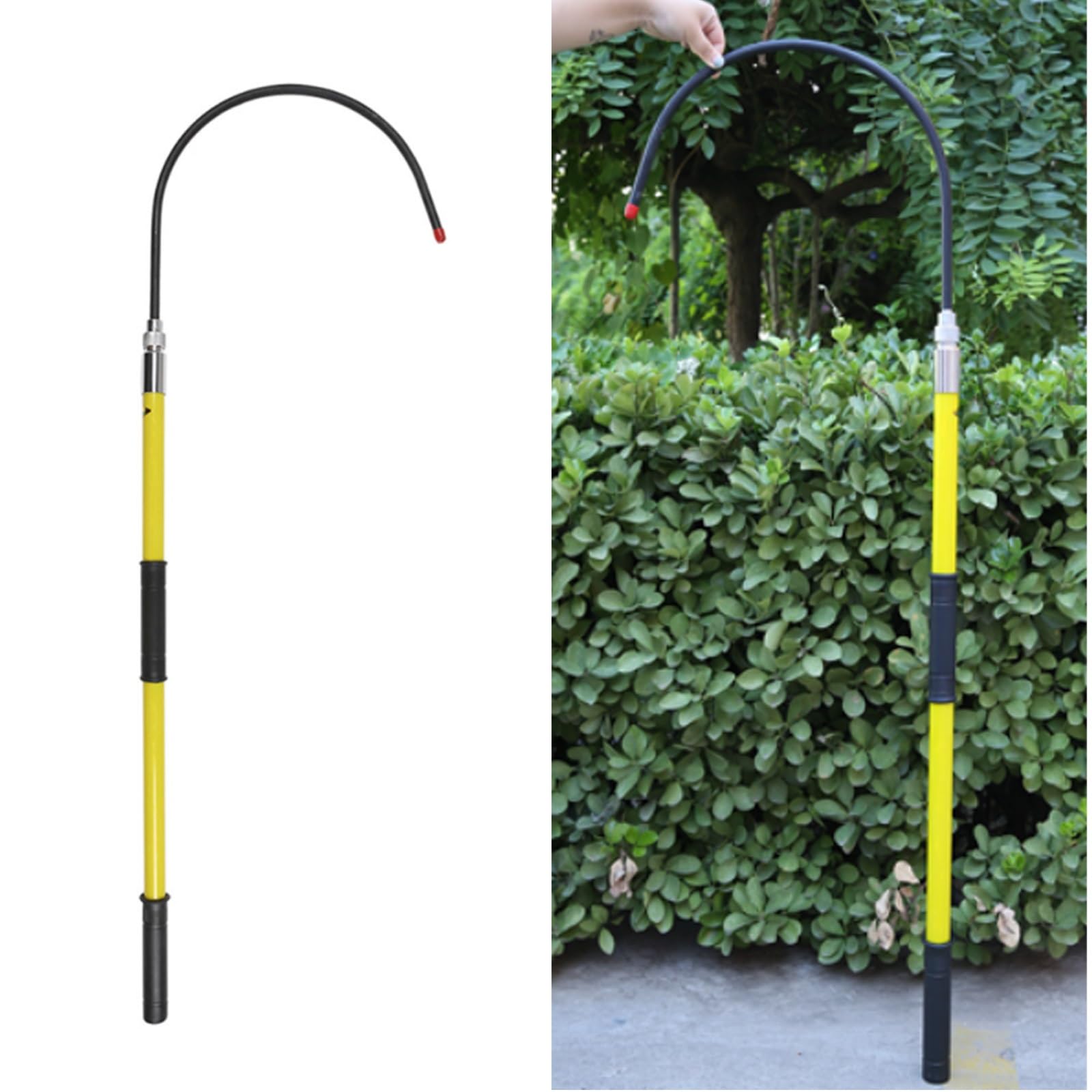 Safety Rescue Hook,High Voltage Insulated Rescue Hook With Anti-Slip Handle, 1.5M/4.9Ft Electrical Safety Tool For Electricians, Anti-Electrocution Rescue Stick For Power Stat,Yellow,1.5m/4.9ft/59in