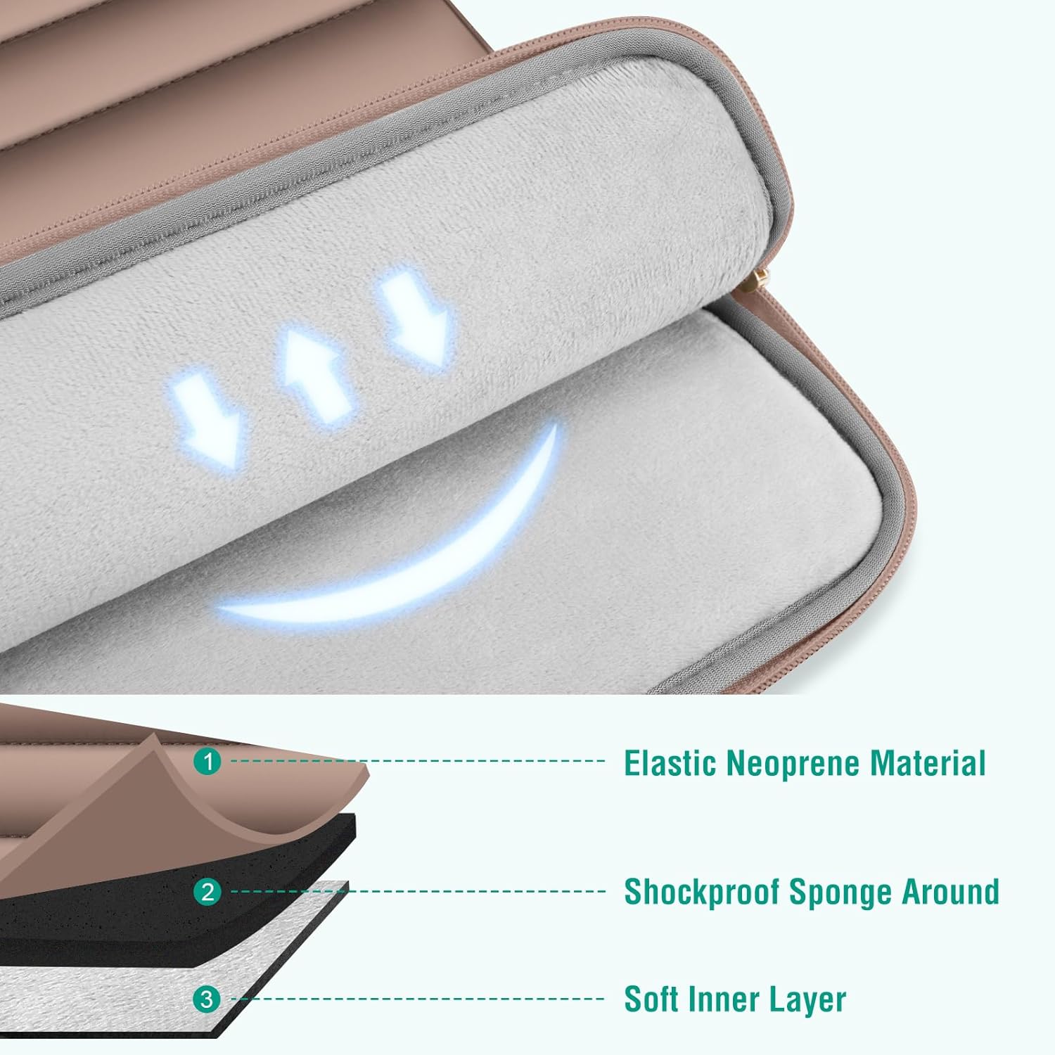 MOSISO Laptop Case 13.3 inch, 13-13.3 inch Puffy Laptop Sleeve Compatible with MacBook Air 13 13.6 M4 M3 M2 M1/Pro 13/Pro 14, HP Dell ASUS Lenovo,Polyester Horizontal Bag with Small Case, Brown | 13.3 inch, Polyester, Horizontal Bag, with Small Case, Brown - Image 4