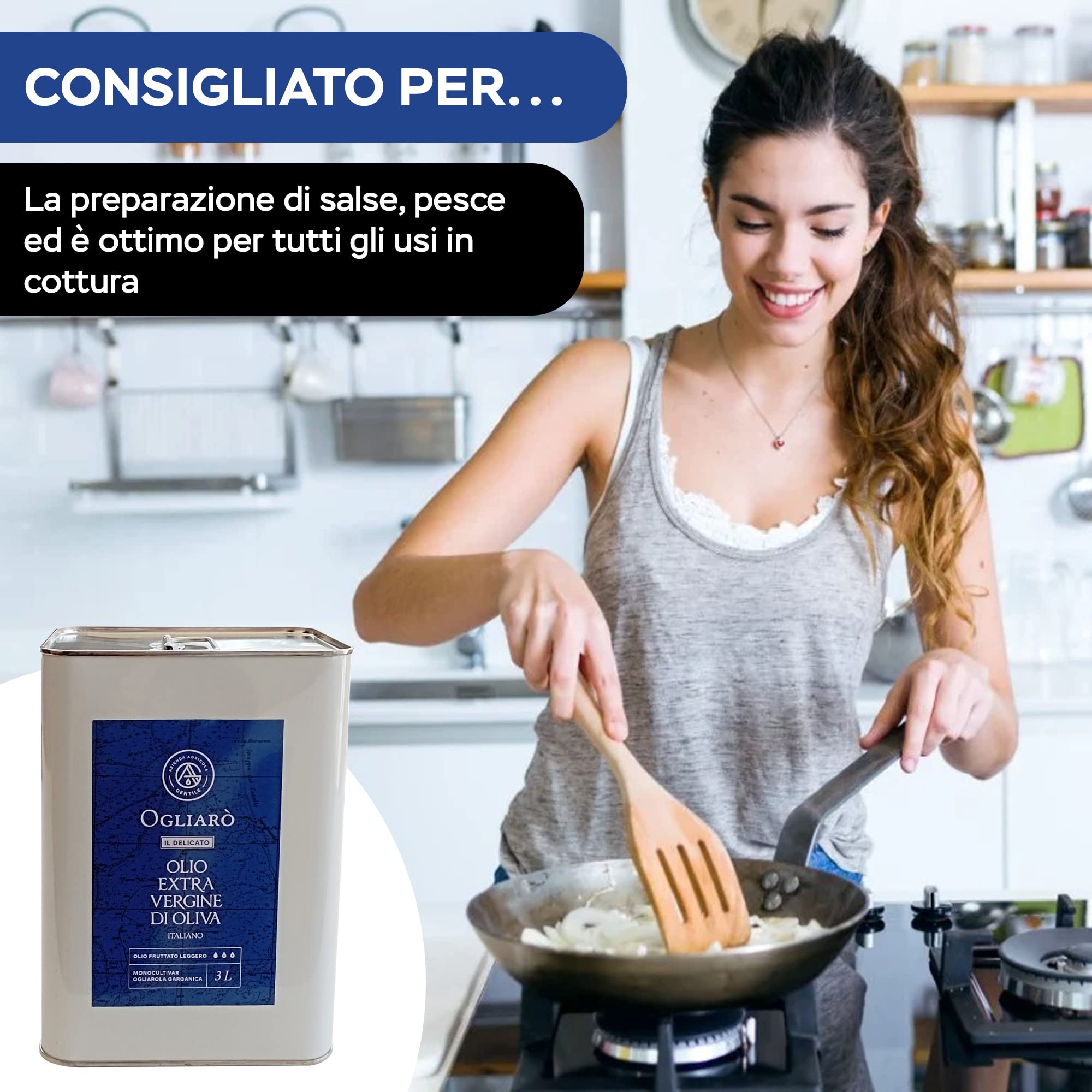 Olio extravergine di oliva italiano EVO Ogliarò Il Delicato 3 litri estratto a freddo monocultivar Ogliarola Garganica certificato e garantito da analisi chimiche (Fruttato Leggero, 3 Litri)