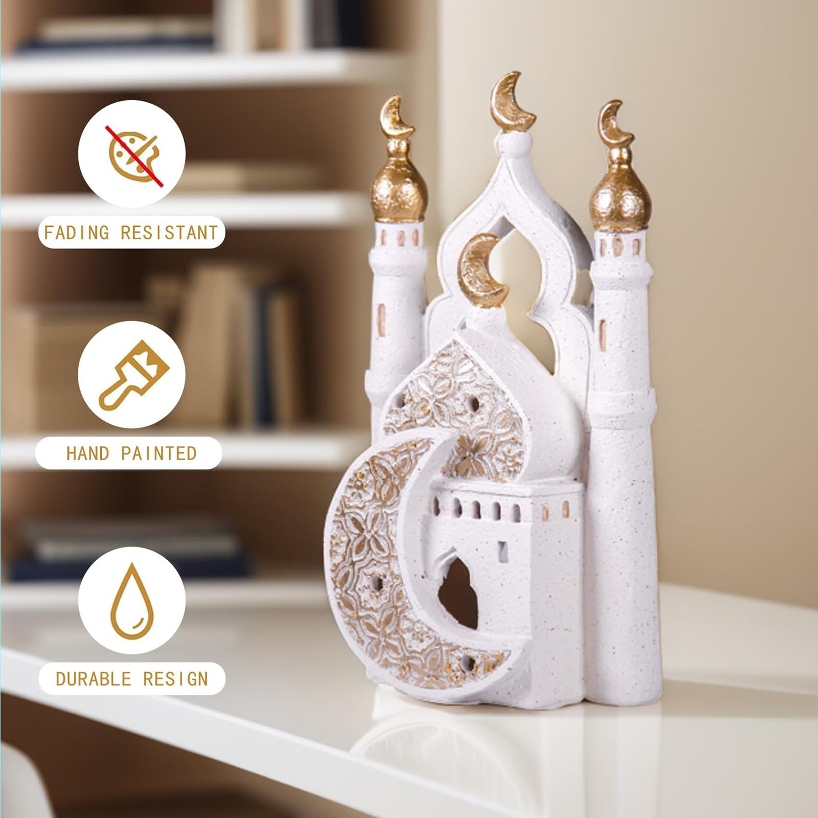 Ornamento in resina per la decorazione della casa durante il Ramadan, facile da posizionare e riorganizzare